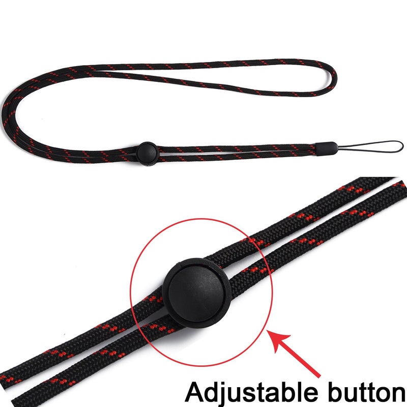 YOUOWO Adjustable Neck Woven Circular Lanyard For Keys id Badges Holders,Black with Red Pattern Lanyards For Office Pen Cell Phones USB Sticks Whistles Ipod (5 Pack Black) - Image 4
